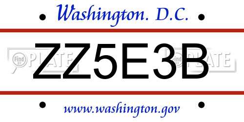 ZZ5E3B District Of Columbia License Plate