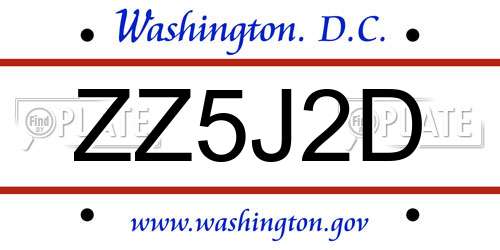 ZZ5J2D District Of Columbia License Plate