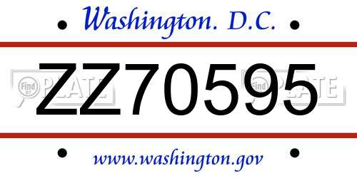 ZZ70595 District Of Columbia License Plate