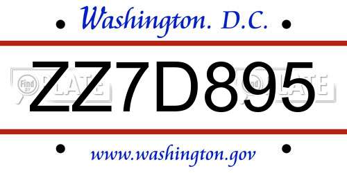 ZZ7D895 District Of Columbia License Plate