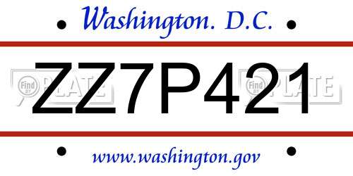 ZZ7P421 District Of Columbia License Plate