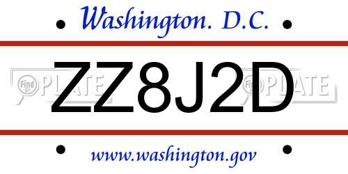 ZZ8J2D District Of Columbia License Plate