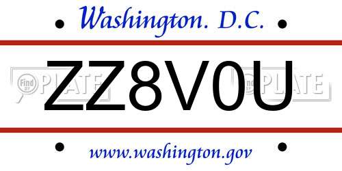 ZZ8V0U District Of Columbia License Plate
