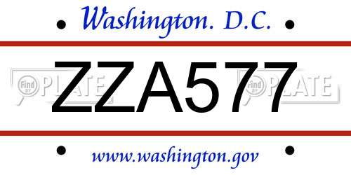ZZA577 District Of Columbia License Plate