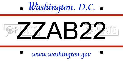 ZZAB22 District Of Columbia License Plate