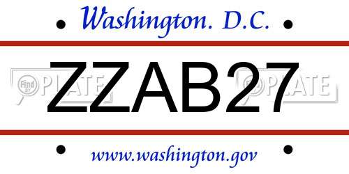 ZZAB27 District Of Columbia License Plate