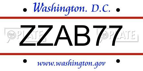 ZZAB77 District Of Columbia License Plate