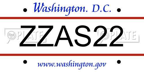 ZZAS22 District Of Columbia License Plate
