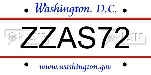 ZZAS72 District Of Columbia License Plate