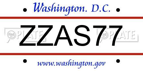 ZZAS77 District Of Columbia License Plate