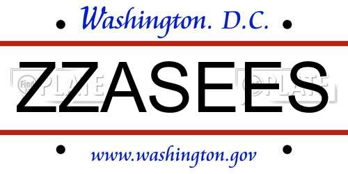 ZZASEES District Of Columbia License Plate