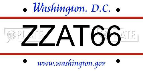 ZZAT66 District Of Columbia License Plate