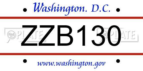 ZZB130 District Of Columbia License Plate