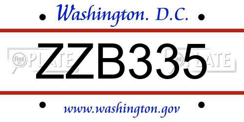 ZZB335 District Of Columbia License Plate