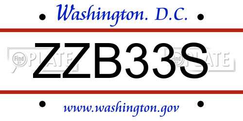 ZZB33S District Of Columbia License Plate