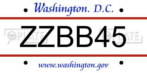 ZZBB45 District Of Columbia License Plate