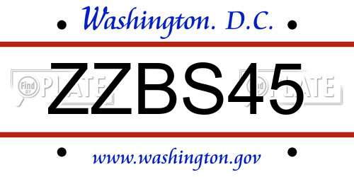 ZZBS45 District Of Columbia License Plate