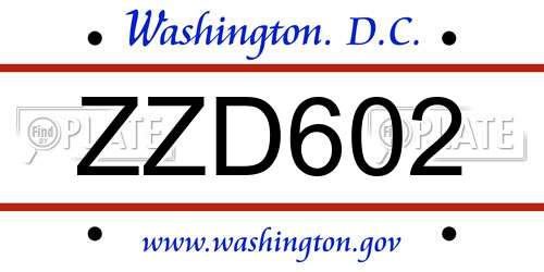 ZZD602 District Of Columbia License Plate