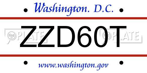 ZZD60T District Of Columbia License Plate