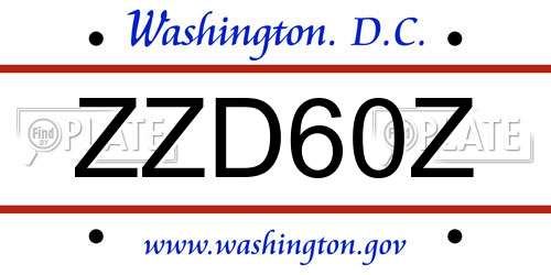 ZZD60Z District Of Columbia License Plate