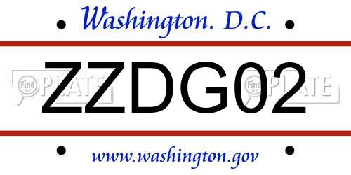 ZZDG02 District Of Columbia License Plate