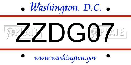 ZZDG07 District Of Columbia License Plate