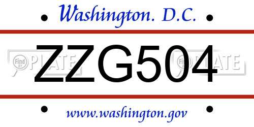 ZZG504 District Of Columbia License Plate