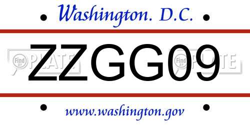 ZZGG09 District Of Columbia License Plate