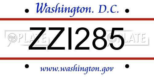 ZZI285 District Of Columbia License Plate