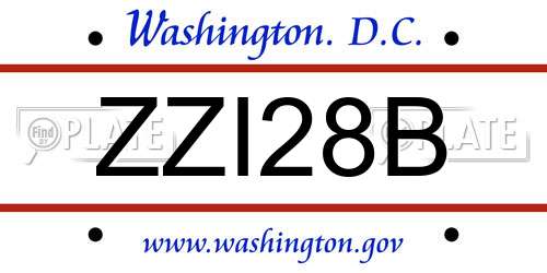 ZZI28B District Of Columbia License Plate