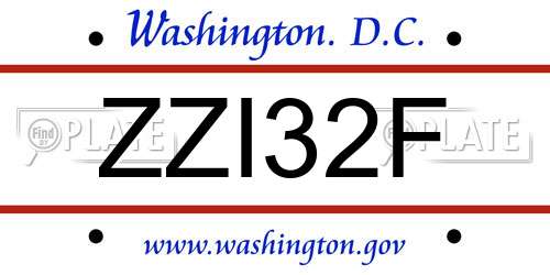 ZZI32F District Of Columbia License Plate