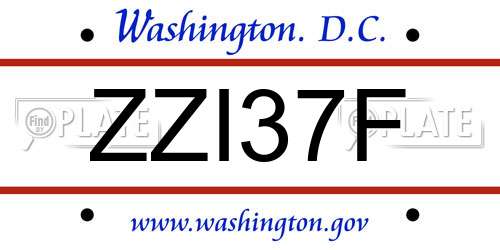 ZZI37F District Of Columbia License Plate