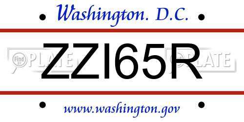 ZZI65R District Of Columbia License Plate