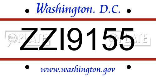 ZZI9155 District Of Columbia License Plate