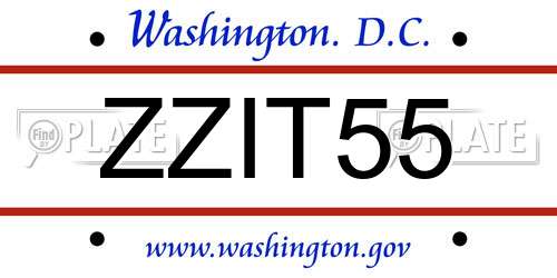 ZZIT55 District Of Columbia License Plate