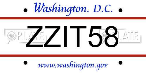ZZIT58 District Of Columbia License Plate