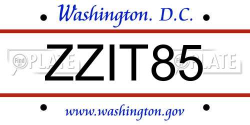 ZZIT85 District Of Columbia License Plate