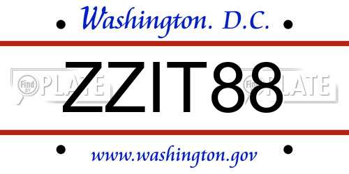 ZZIT88 District Of Columbia License Plate
