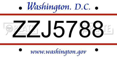 ZZJ5788 District Of Columbia License Plate