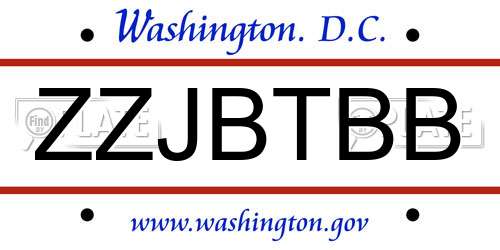 ZZJBTBB District Of Columbia License Plate
