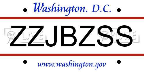 ZZJBZSS District Of Columbia License Plate