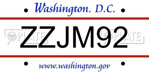 ZZJM92 District Of Columbia License Plate