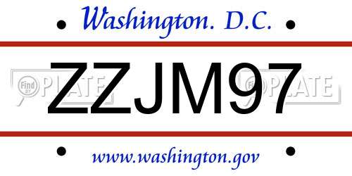 ZZJM97 District Of Columbia License Plate