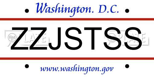ZZJSTSS District Of Columbia License Plate