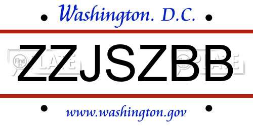 ZZJSZBB District Of Columbia License Plate
