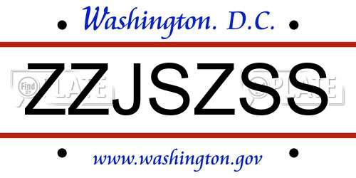 ZZJSZSS District Of Columbia License Plate