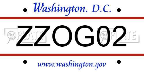 ZZOG02 District Of Columbia License Plate