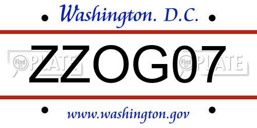 ZZOG07 District Of Columbia License Plate