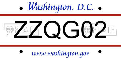 ZZQG02 District Of Columbia License Plate