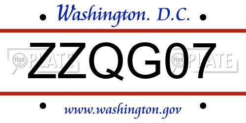 ZZQG07 District Of Columbia License Plate